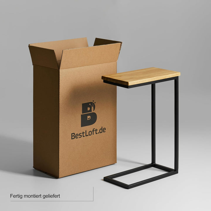 BestLoft® Beistelltisch San Jose (CSH) Laptoptisch Betttisch Couchtisch (Gestell schwarz+Platte hell