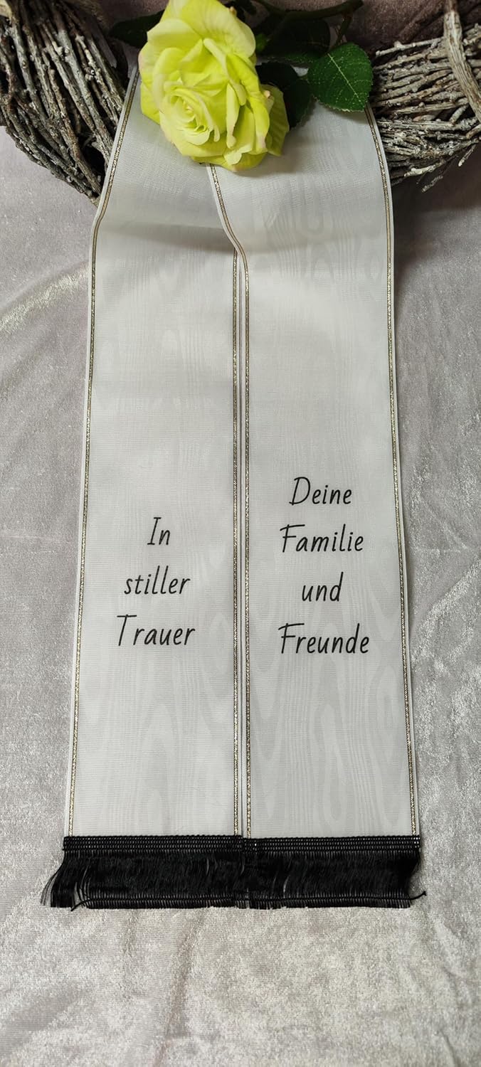 Grabschleife, Trauerschleife, Kranzschleife Gesteckschleife 15 cm breit (weiss), Weiss