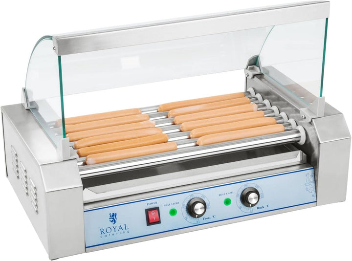Royal Catering Hot Dog Grill Hot Dog Maschine Hot Dog Maker (7 Rollen, Platz für 12 Würstchen, 1.400