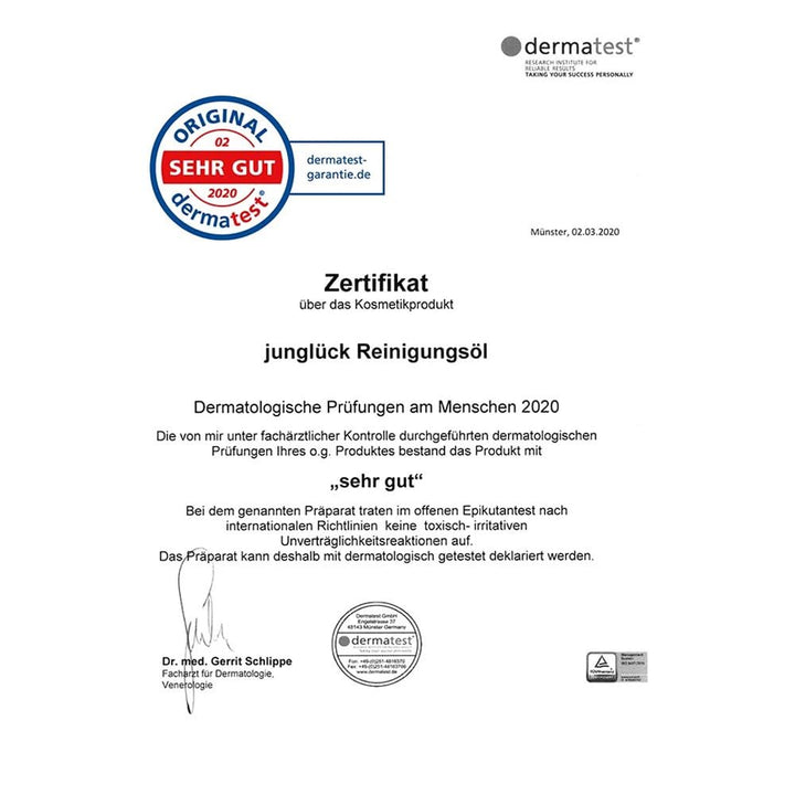 Junglück Reinigungsöl | 100 ml Cleansing Oil mit pflegendem Arganöl, Jojobalöl & Rizinusöl | Vegan u