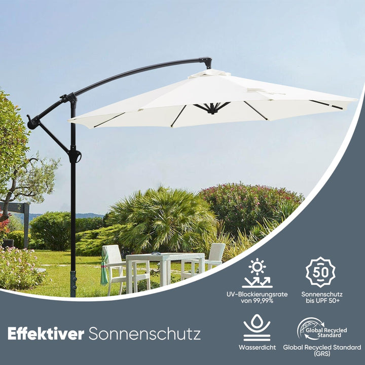Sekey® Ampelschirm 300 cm Sonnenschirm mit Kurbel Gartenschirm Kurbelschirm mit Kurbelvorrichtung UV