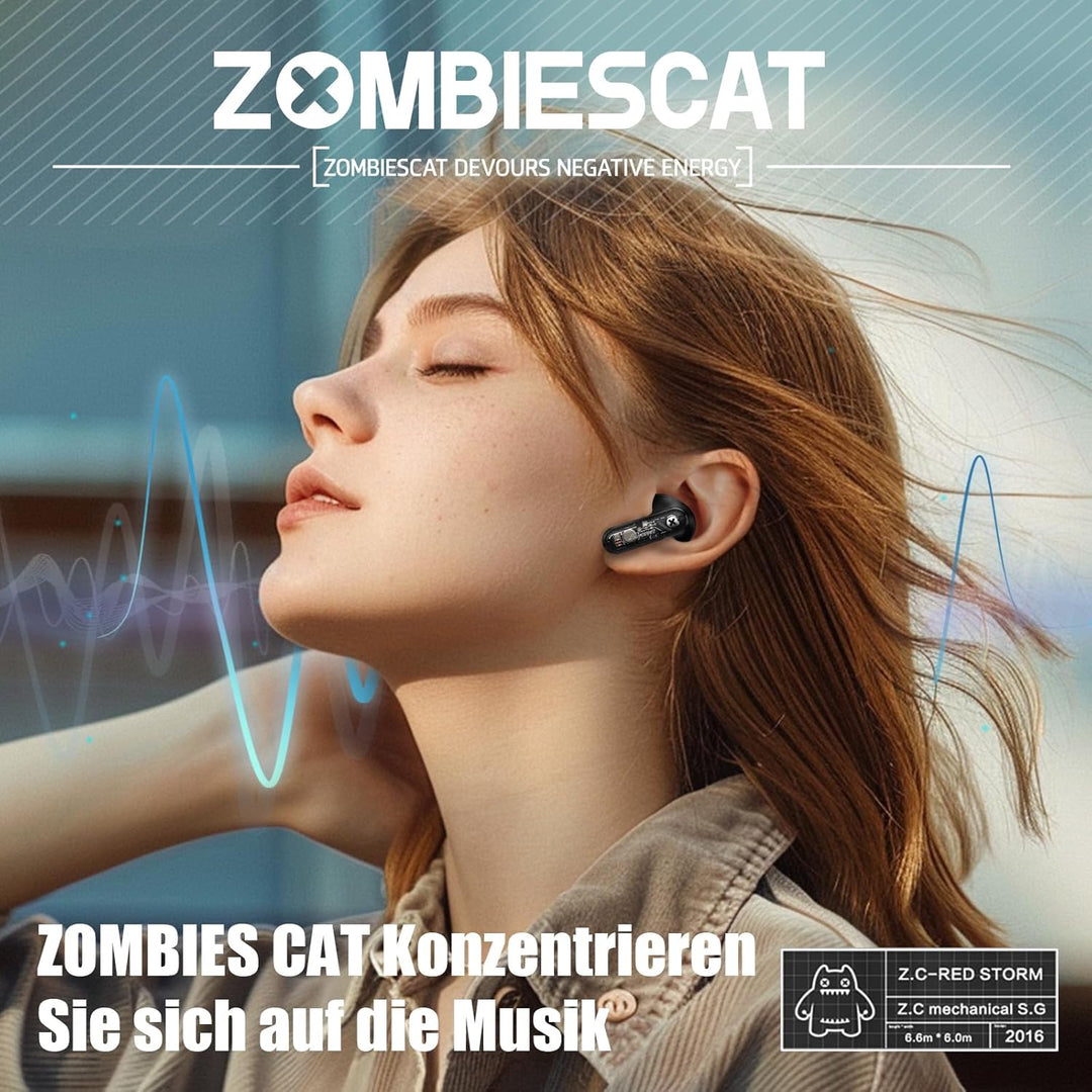 ZOMBIES CAT In Ear KopfhöRer Bluetooth 5.3 Touch Control In Ear OhrhöRer Mit 4 Mikrofon Exklusive Li
