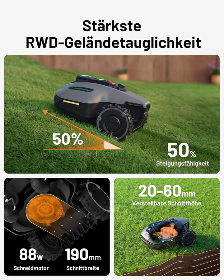 MAMMOTION YUKA Mini 700 Mähroboter ohne Begrenzungskabel, NetRTK+Vision, Keine RTK-Antenne erforderl