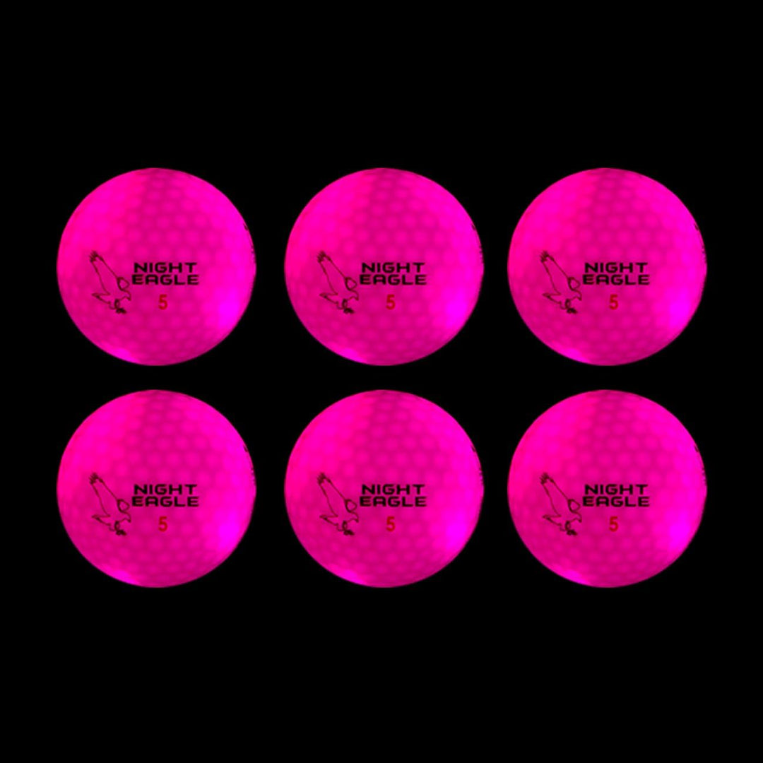 Night Eagle 6 LED Golfbälle Light-Up - Nachtgolf leuchten Rot Blau Grün Pink Weiss Fun Sport Lustig