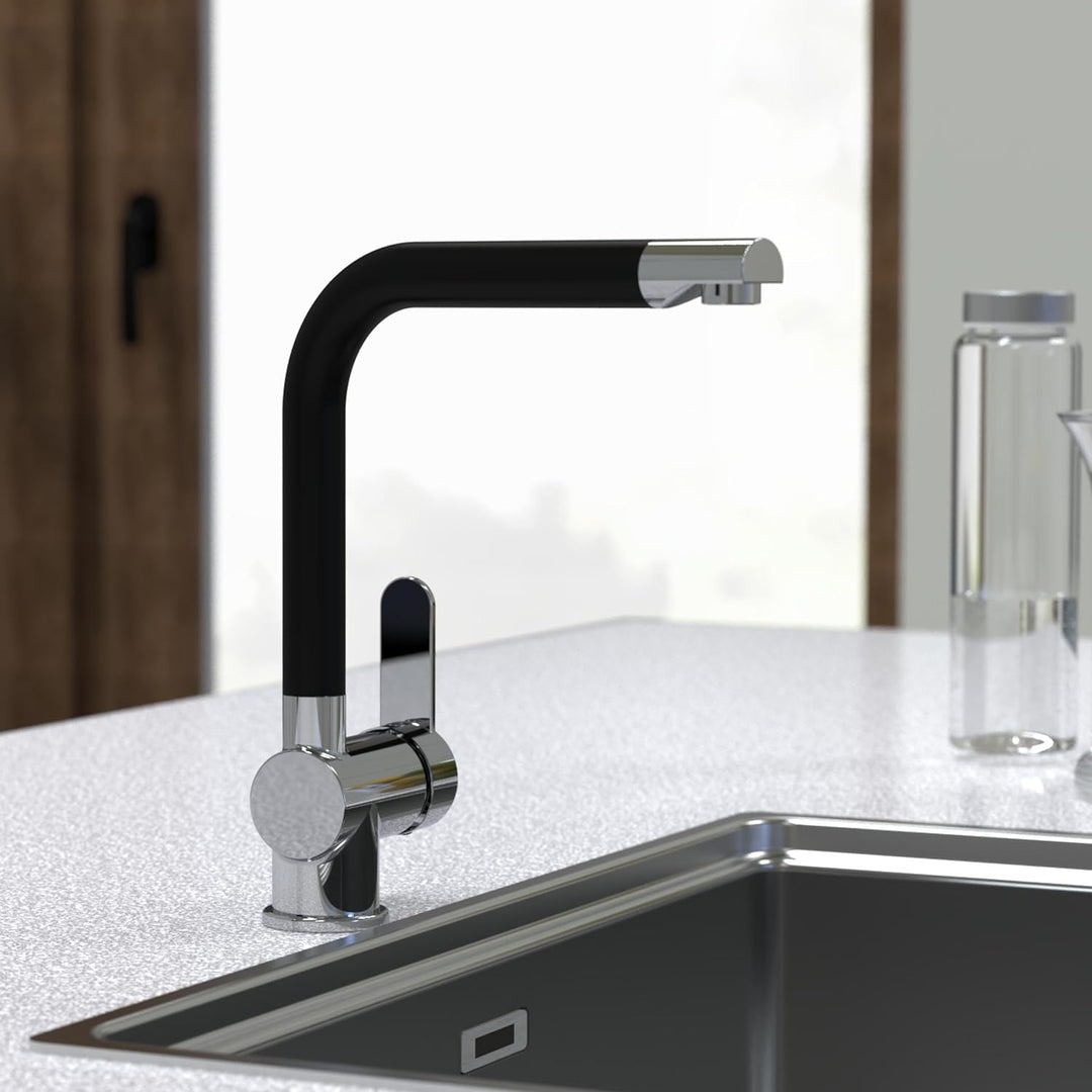 SCHÜTTE 79856 RIO 360° schwenkbare Küchenarmatur, Spültisch Armatur mit hohem Auslauf Küche, Einhebe