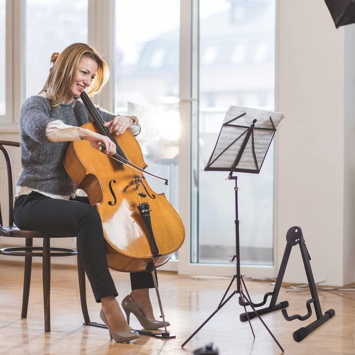 Cello-Ständer, verstellbar, zusammenklappbar, A-Rahmen, Stahl, Vorzeigeständer, Gitarrenständer aus