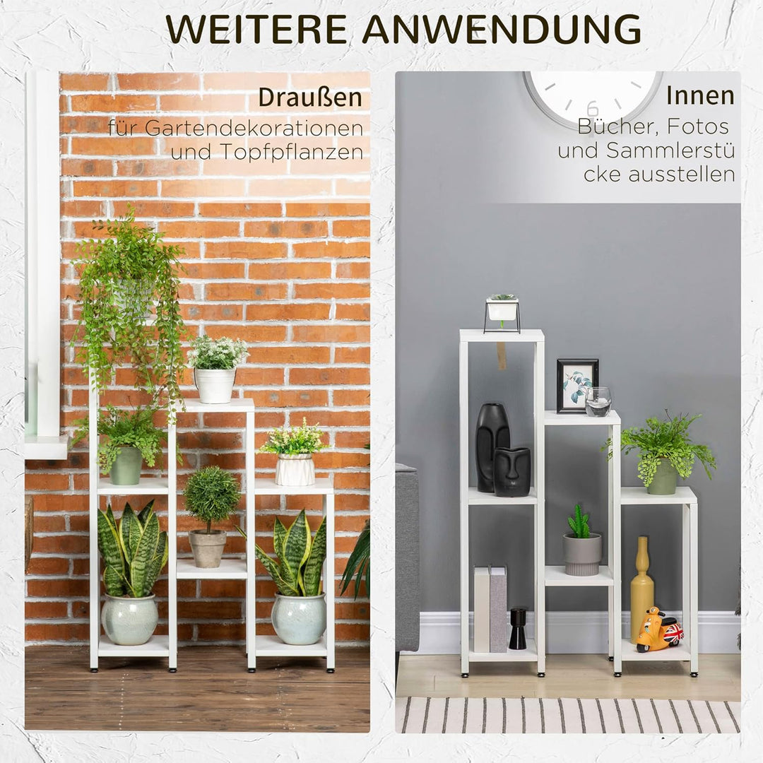Outsunny Pflanzenständer mit 7 Ablagen Pflanzenregal Blumenständer Blumenregal Gartenregal für Wohnz