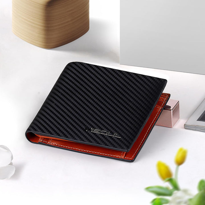 VISOUL Leder Geldbörse Herren mit ID-Fenster/Münzfach & RFID Schutz I Echtleder Geldbeutel für Männe