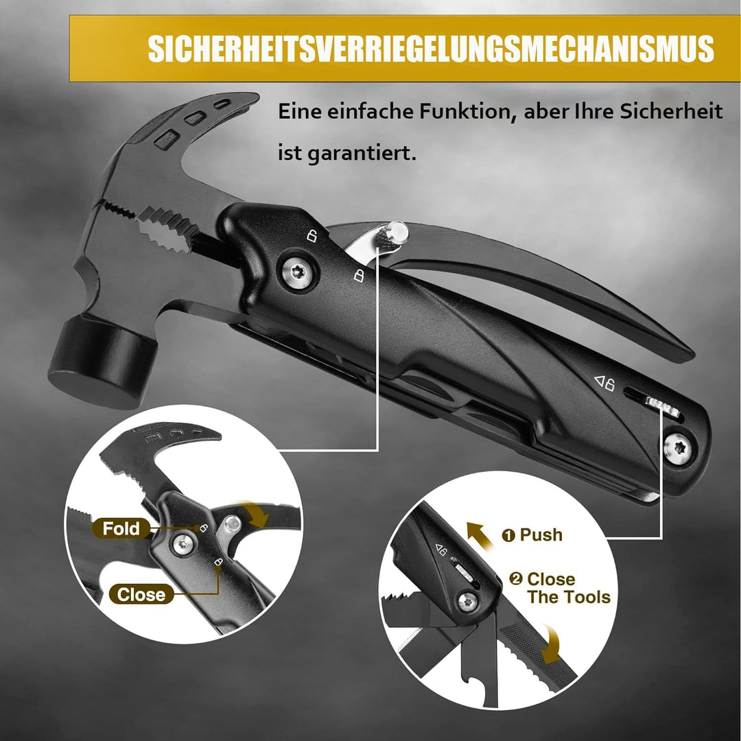 Geschenke für Männer, 12 in 1 Multifunktionstool, Multifunktionswerkzeug Hammer, Geschenke für Papa,