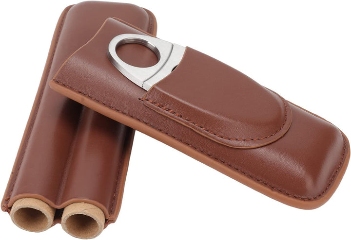Zigarrenetui, Portable 2 Fingers Leder Zigarre Reiseetui mit Zigarrenschneider Adopt elastische gebü