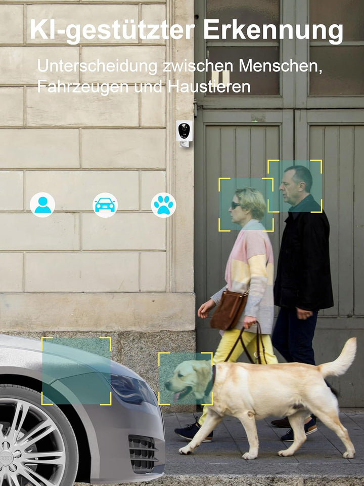 virtavo 2K Überwachungskamera Aussen Akku WLAN HD Kabellos Kamera, Nachtsicht WiFi Outdoor,aussen/in