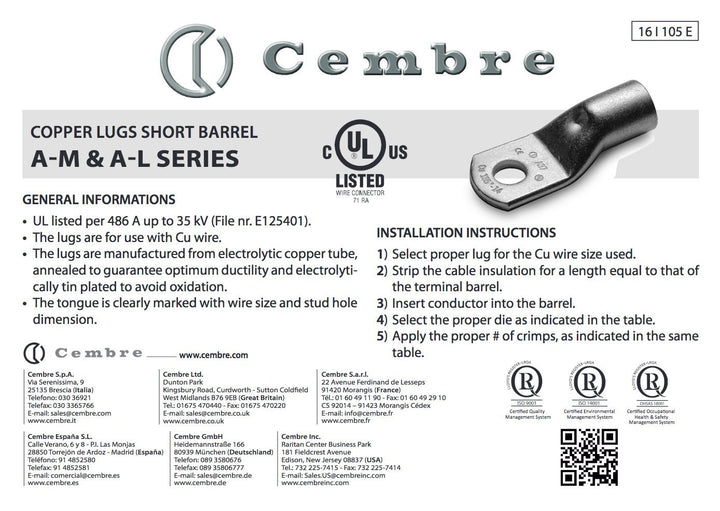 Sortiment Kasten Rohrkabelschuhe Set unisoliert 25-50mm² 68 Quetschverbinder I Industriequalität