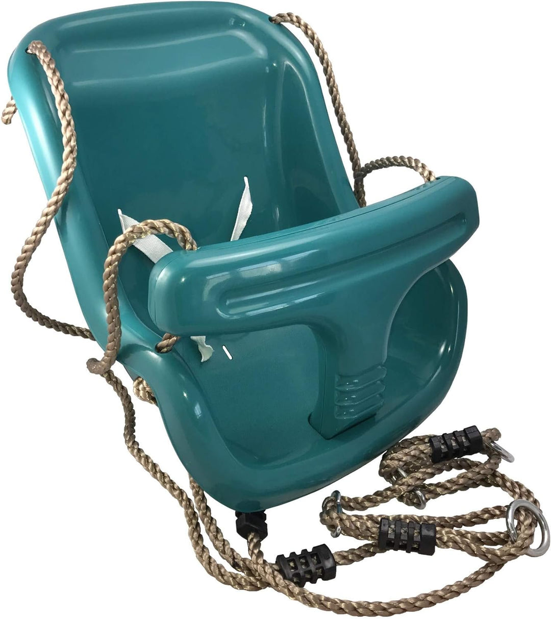 Loggyland Babyschaukelsitz mit Seil und Befestigungsringen (türkis), Türkis