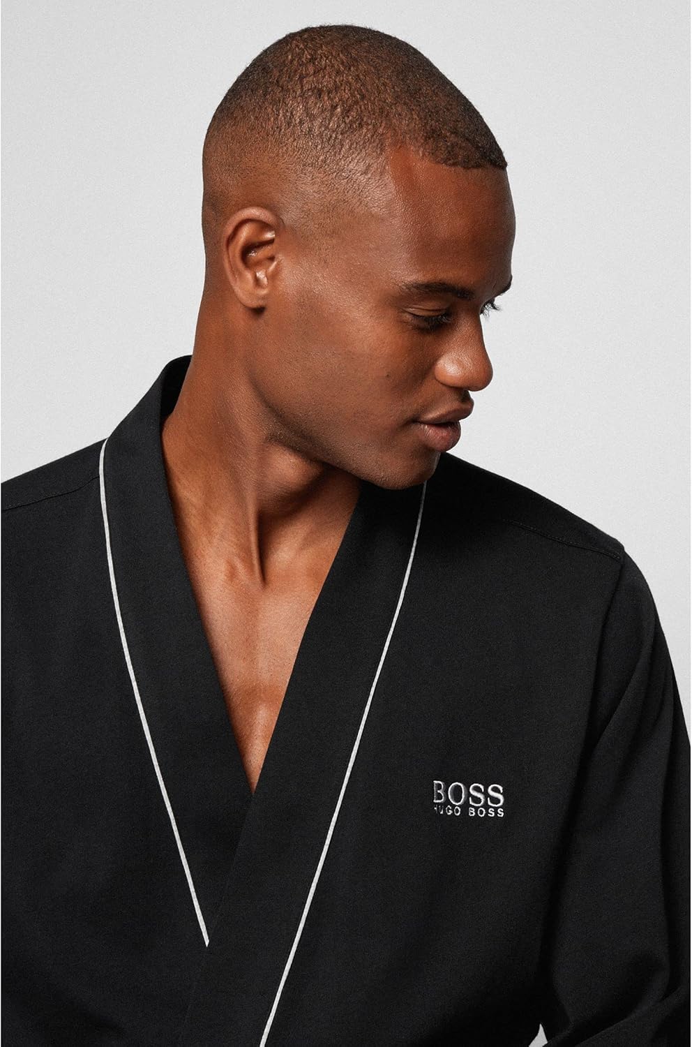BOSS Hugo Boss Herren Bademantel Kimono BM 10121122 02, Einfarbig S Black1, S Black1