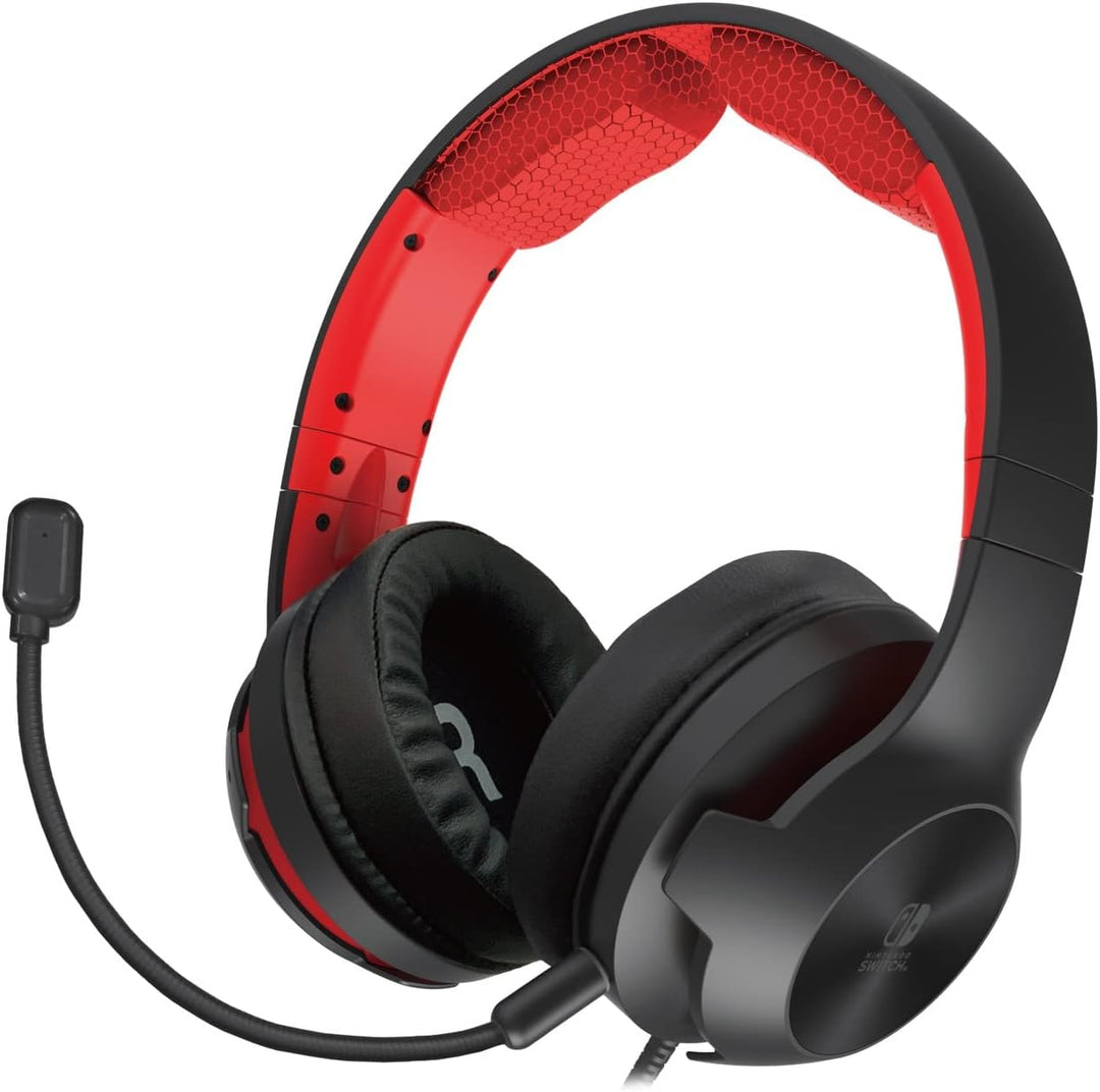 HORI Gaming Headset Pro für Nintendo Switch - Offiziell Lizenziert, schwarz / rot