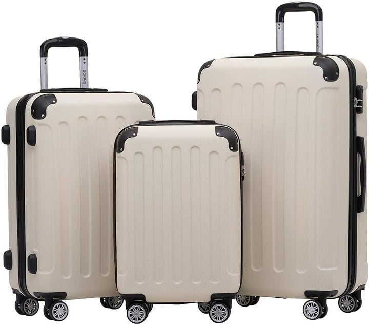 BEIBYE- Hartschalenkoffer Koffer Trolley Rollkoffer Reisekoffer Zahlenschloss 4 Zwilings-Rollen (Cre