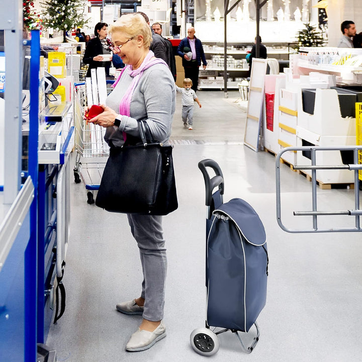 wuuhoo® Einkaufstrolley Shoppy mit Rollen und Aluminiumgestell 34 Liter, Einkaufswagen in Blau faltb