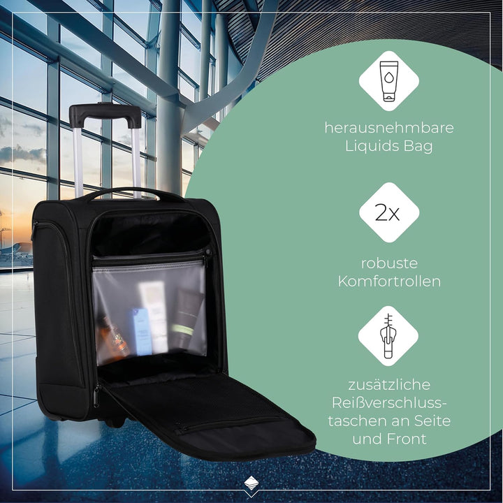 travelite 2-Rad Handgepäck Koffer mit Liquids Bag erfüllt IATA Bordgepäck Mass, Gepäck Serie CABIN U