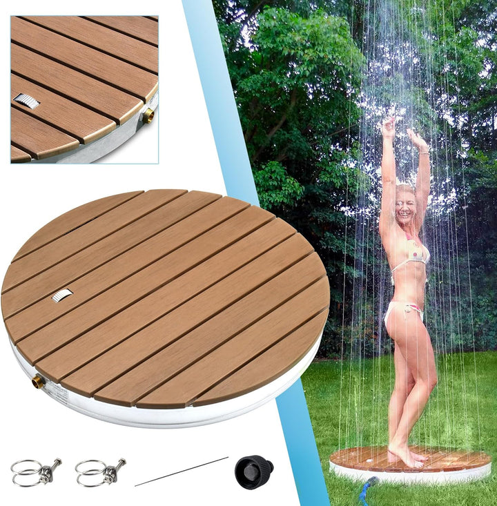 @tec Gartendusche Aussendusche aus WPC, Mobile Bodendusche Campingdusche, Sauna- & Pool-Dusche mit B