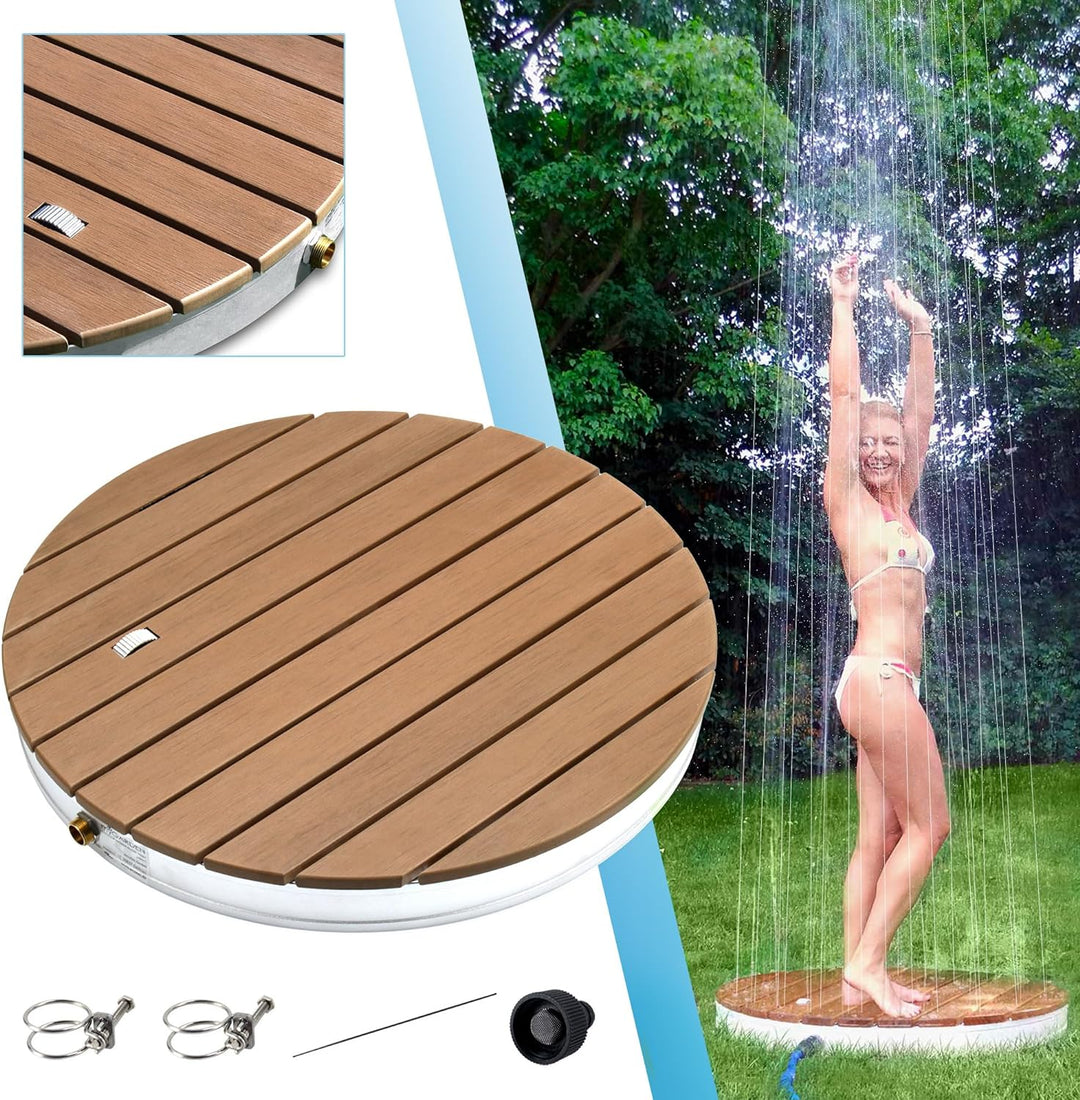@tec Gartendusche Aussendusche aus WPC, Mobile Bodendusche Campingdusche, Sauna- & Pool-Dusche mit B