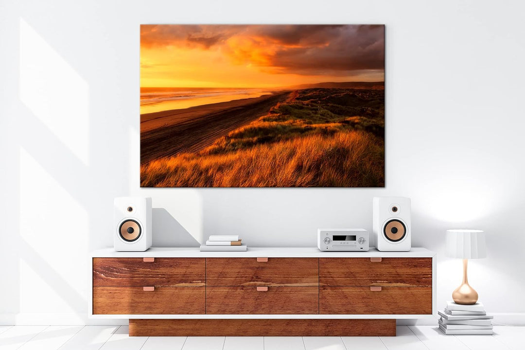 deyoli Neuseeland Küste Format: 100x70 als Leinwandbild, Motiv fertig gerahmt auf Echtholzrahmen, Ho