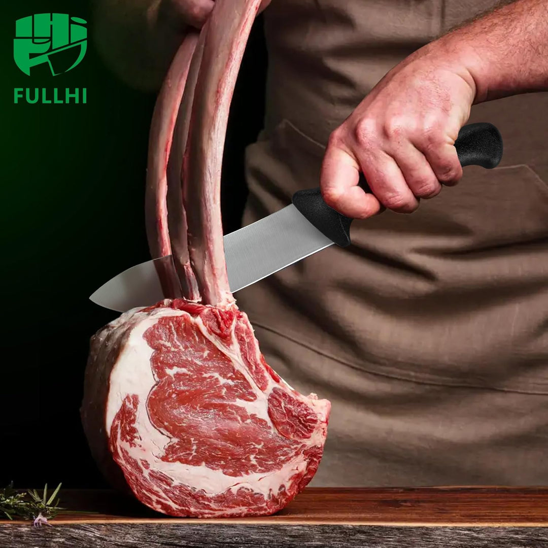 FULLHI 11PCS Metzger Messer Set, Anti-Rutsch-Metzger Ausbeinmesser Edelstahl Kochmesser Set, Fleisch
