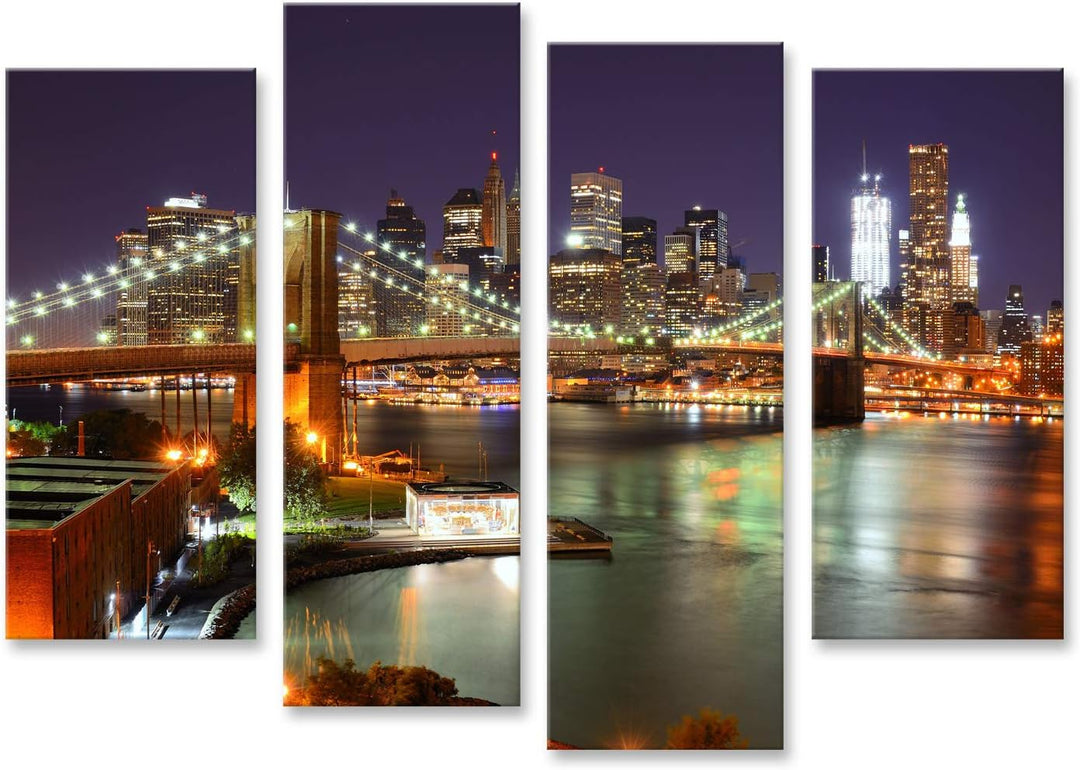 islandburner Bild auf Leinwand Blick Auf Downtown New York City Und Brooklyn Bridge Wandbild Poster