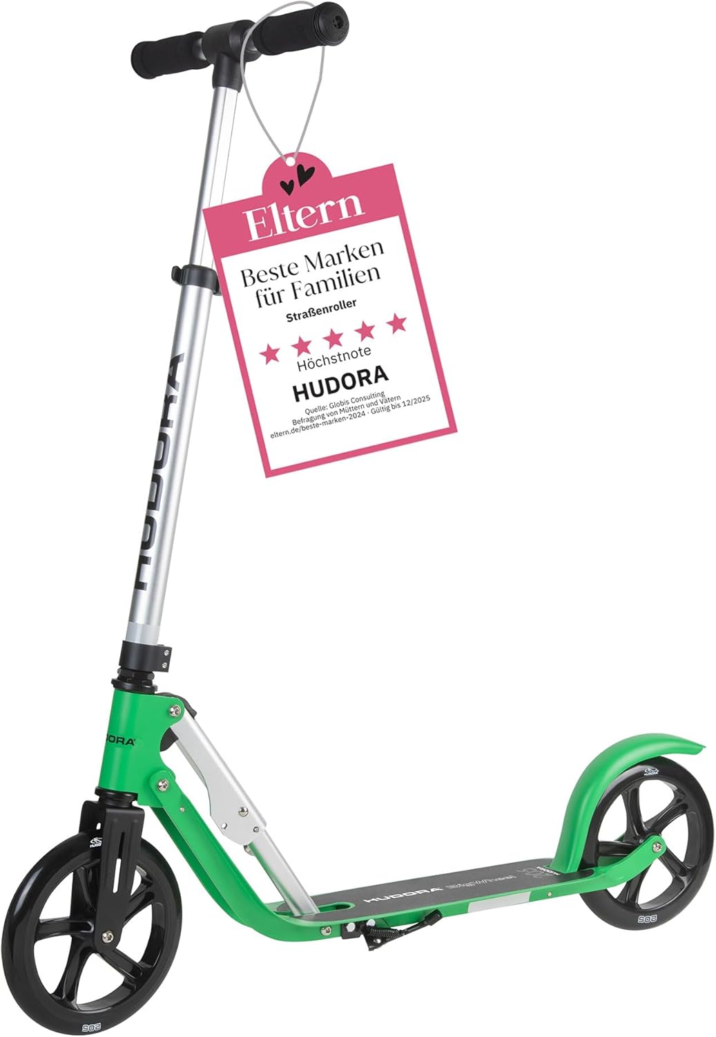 HUDORA BigWheel Pure Scooter - Stabiler Aluminium-Roller mit Ständer - Höhenverstellbarer & zusammen