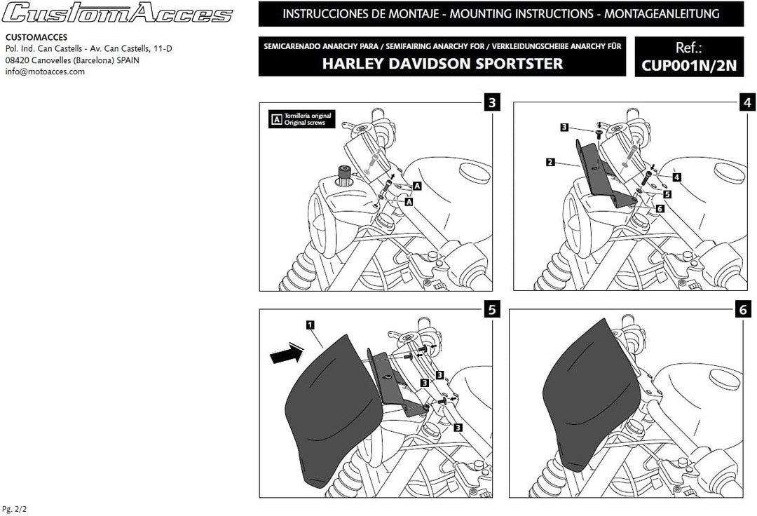Verkleidungscheibe Free Spirit Modell Schwarz Customacces für Harley Davidson Sportster 883 Low 04'-