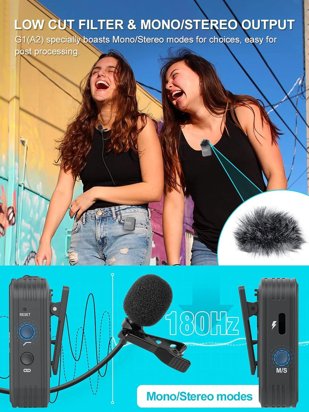 SYNCO Lavalier Funkmikrofon G1(A2), 2,4GHz Kabellos Ansteckmikrofon System, Wireless Microphone Mics