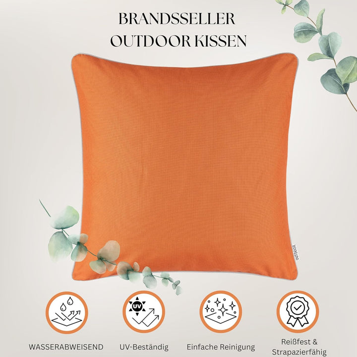Brandsseller Outdoor Garten Kissen Dekokissen mit Paspel - Garngefärbt Uni Schmutz- und Wasserabweis
