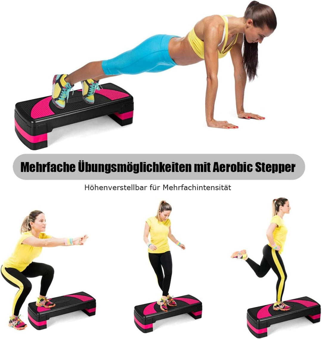 COSTWAY Höhenverstellbarer Aerobic Stepper mit zwei Stufen von 10 cm und 15 cm, Steppbrett bis 250KG