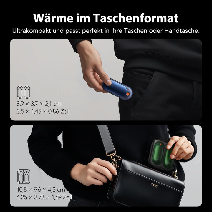 J-BRAUV Handwärmer Elektrisch 2er Set, 4000mAh Taschenwärmer Wiederverwendbar Mit 10000mAh Ladebox,