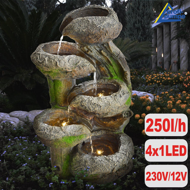 Gartenbrunnen Brunnen Zierbrunnen Zimmerbrunnen Brunnen mit LED-Licht 230V Wasserfall Wasserspiel fü