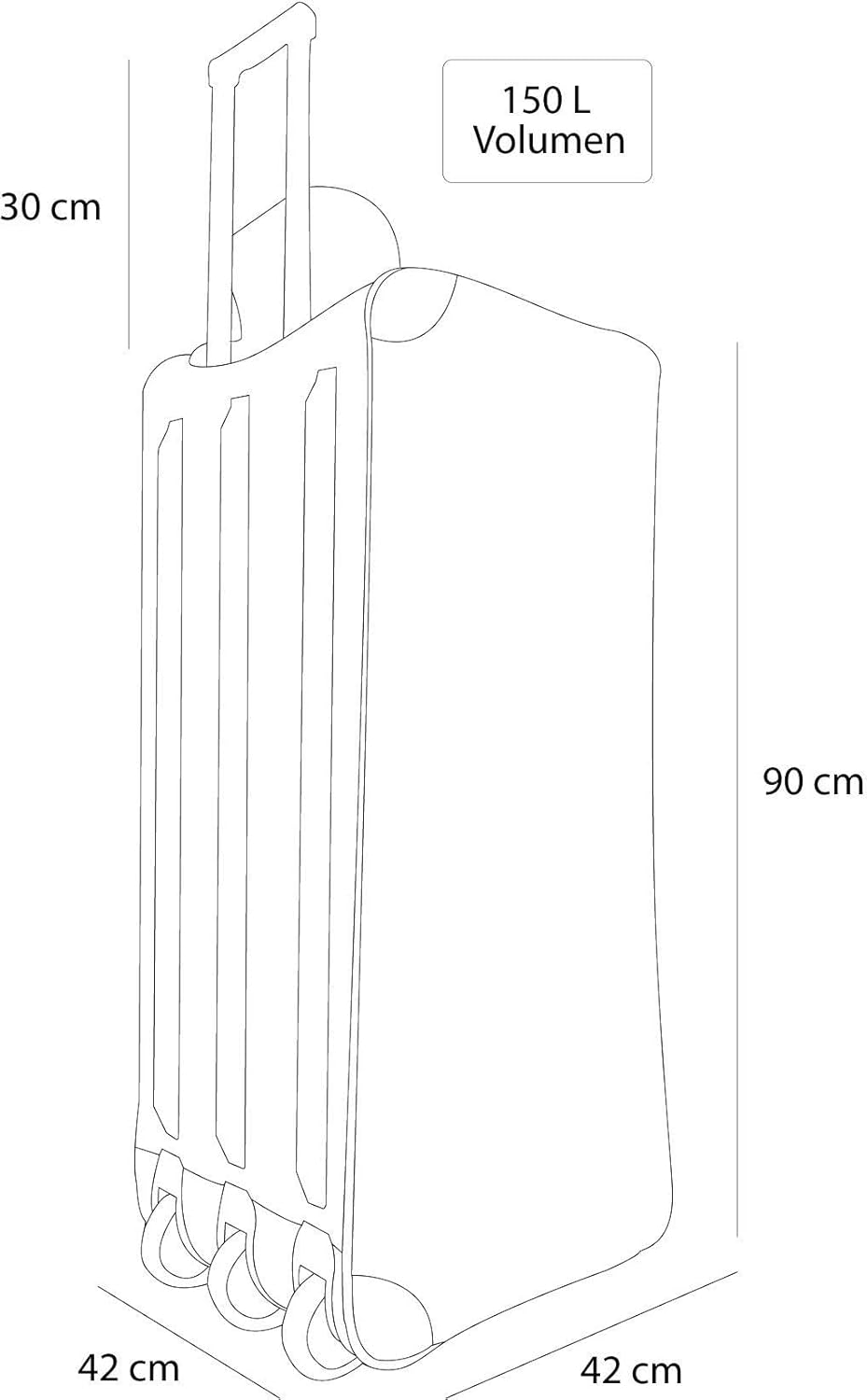 normani Jumbo Reisetasche XXL Trolly mit Rollen aus robustem Material Farbe Schwarz / 150 Liter Schw