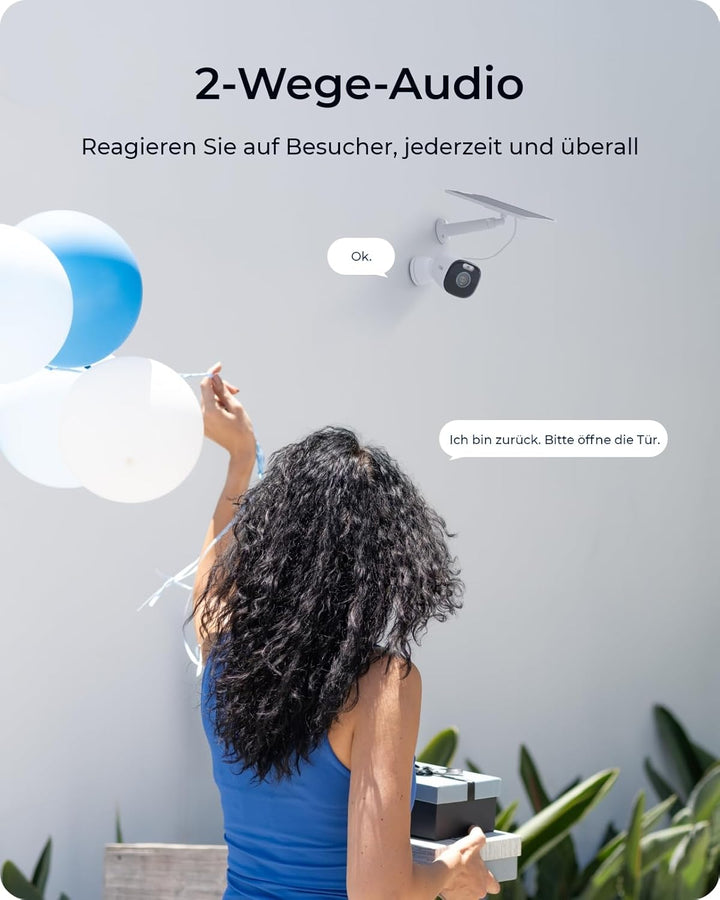 Reolink 4K Solar Überwachungskamera Aussen Akku mit 2,4&5GHz WiFi, WLAN Kamera Outdoor, 8MP Farbnach