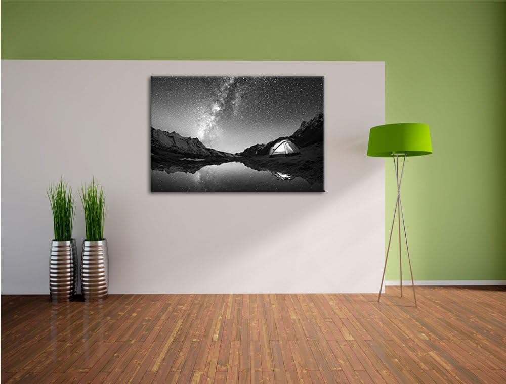 Pixxprint Zelten unter tausenden Sternen als Leinwandbild/Grösse: 100x70 cm/Wandbild/Kunstdruck/fert