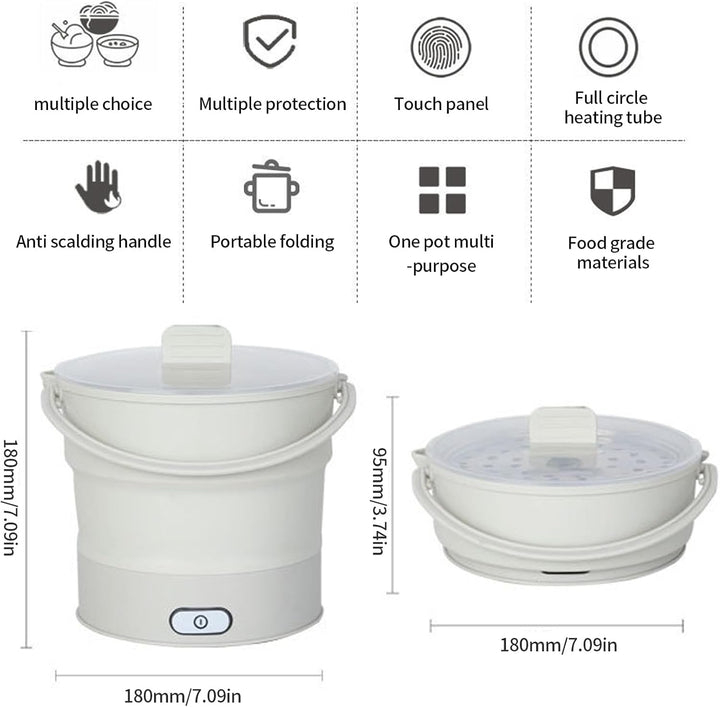 Elektrischer Hot Pot Faltbar,CEIEVER Tragbarer Reisekocher 1L Tragbarer Faltbarer elektrischer Kocht