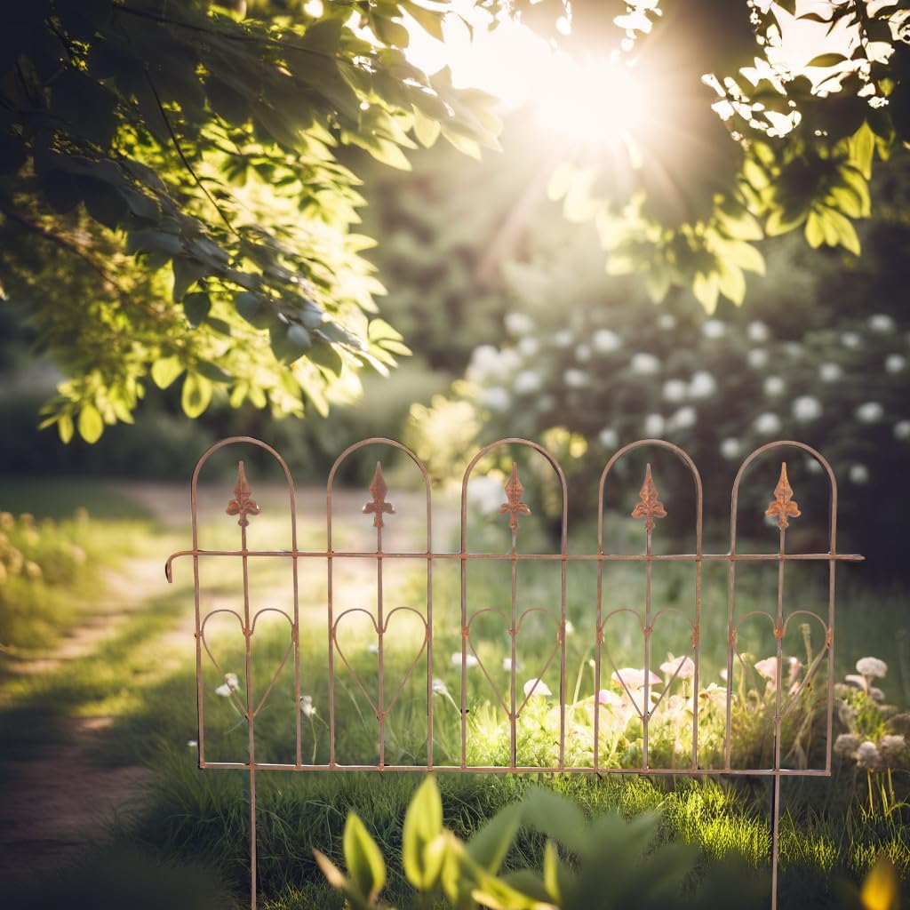 ecosoul Zaun Zaunelement Abgrenzung massiv mit fünf Herzen Beetabgrenzung Rankhilfe 82 cm breit x 57