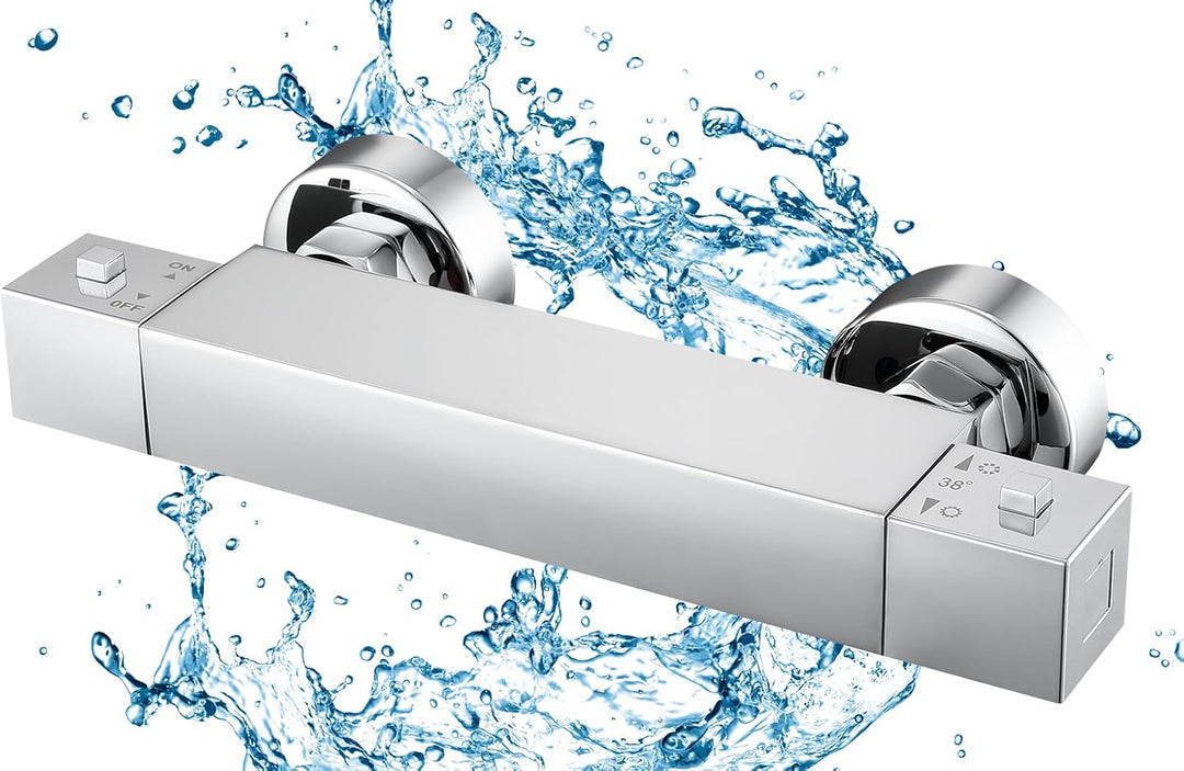 BONADE Duscharmatur mit Thermostat, Aufputz Mischbatterie Dusche mit 38°C Sicherheitstaste, Messing