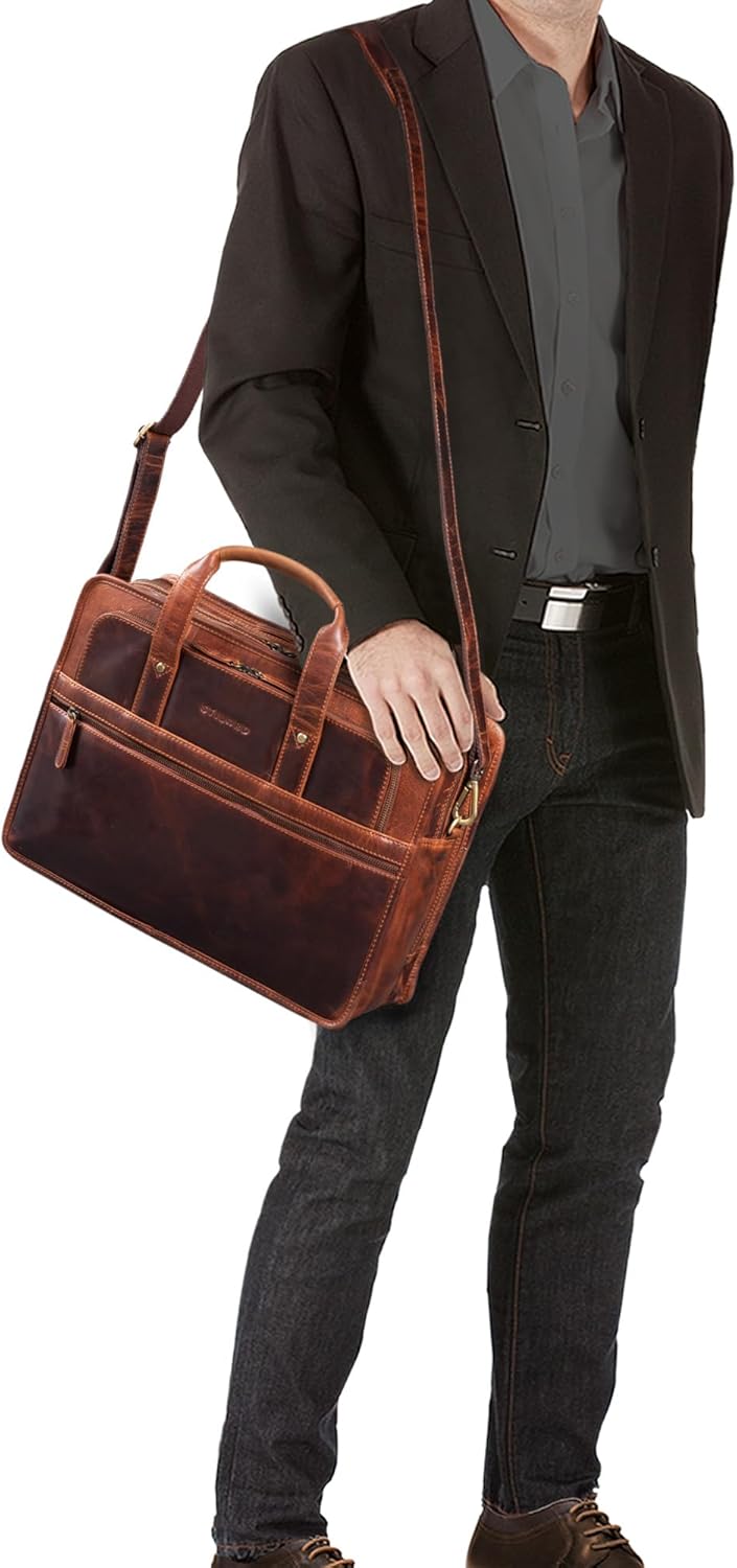 STILORD 'Yves' Aktentasche Herren Leder Arbeitstasche Dokumententasche 15,6 Zoll Laptoptasche Busine