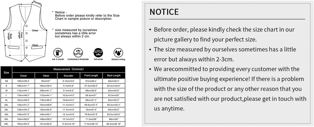 Enlision Herren Paisley Floral Jacquard Weste & Krawatte und Pocket Square Weste Anzug Set M Schwarz