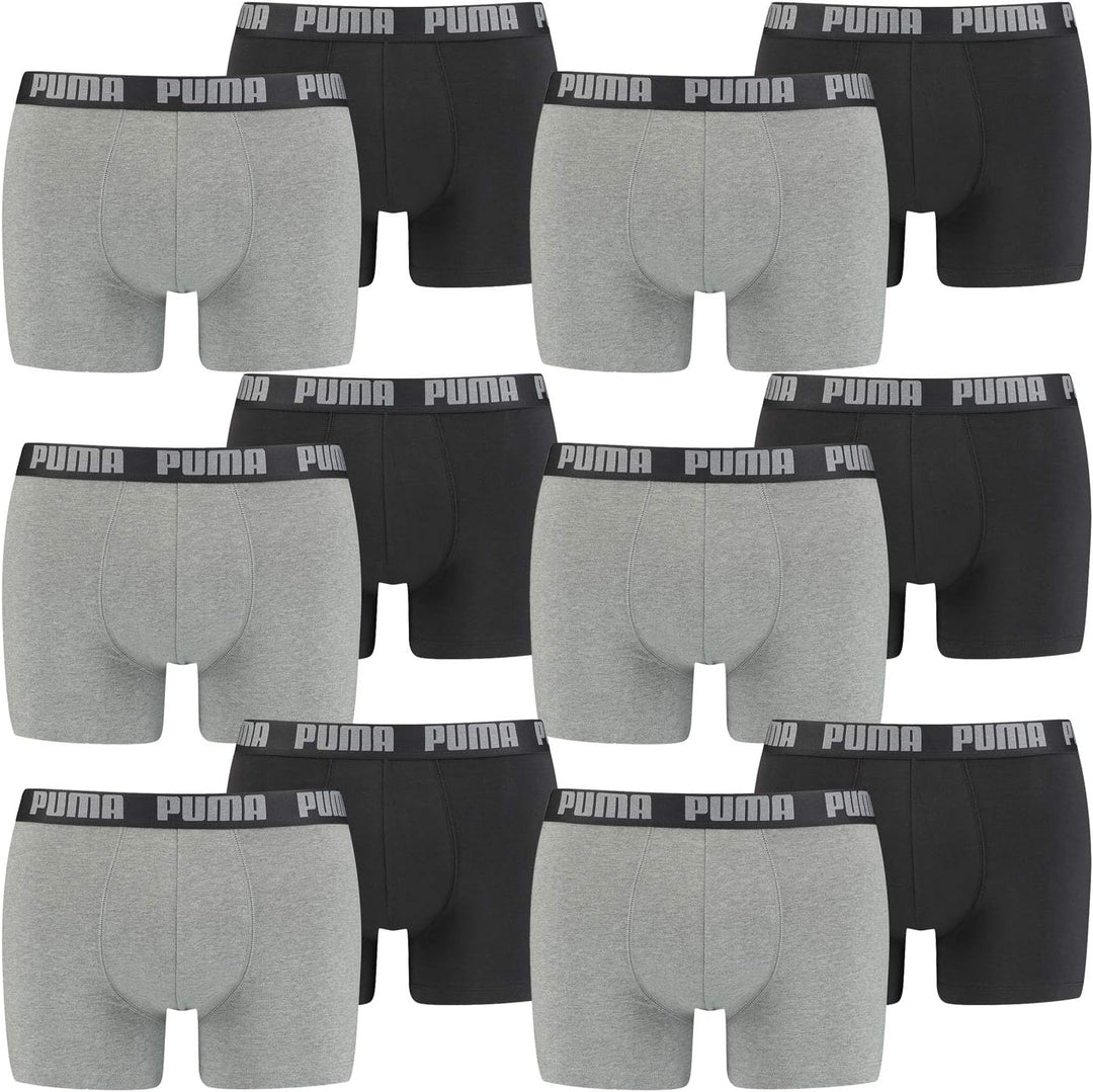 PUMA 12 er Pack Boxer Boxershorts Men Herren Unterhose Pant Unterwäsche, Farbe:691 - Dark Grey Melan