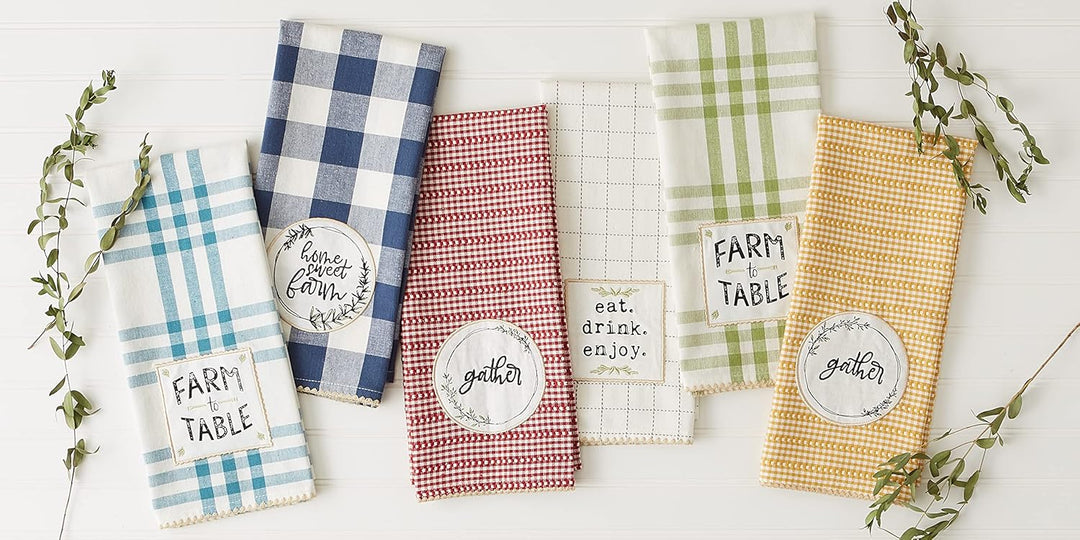 DII Home Sweet Farmhouse Kitchen Collection, Baumwolle, grau, Dishtowel Set, 18x28, 4 Dishtowel Set,