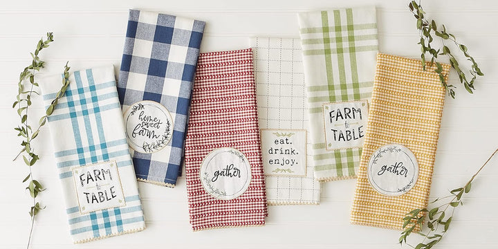 DII Home Sweet Farmhouse Kitchen Collection, Baumwolle, grau, Dishtowel Set, 18x28, 4 Dishtowel Set,