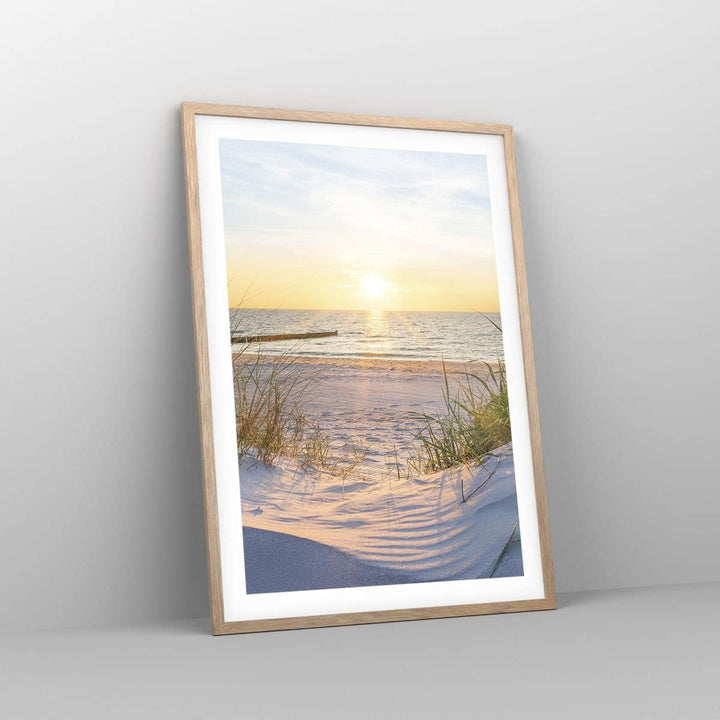 Wandposter Art Prints 50x70cm Poster Rahmen helle Eiche Düne Strand Meer Küche Wanddeko Bild Wand Ku