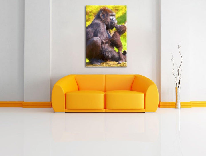 Gorilla-Baby küsst seine Mutter NewArt Format: 100x70 cm auf Leinwand, XXL riesige Bilder fertig ger