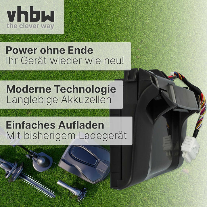vhbw Akku kompatibel mit Robomow City MC-Serie, MC1000, MC1200, MC150, MC300, MC400, MC500, MC800 er