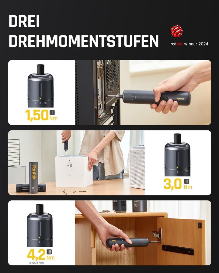 Fanttik S1 Pro 3.7V Magnetische Electric Screwdriver, Leistungsstarkes-Schraubendreher-Set mit 16 Bi