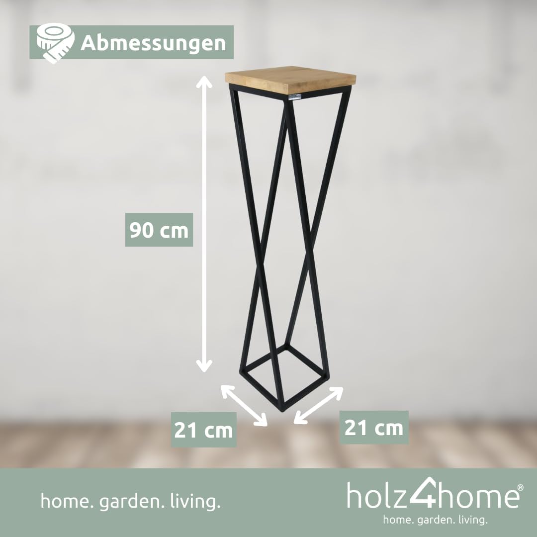 holz4home® Dekoständer 90 cm Gedrehte Streben I Eichenholz Natur Geölt I Blumenständer I Höhe: 90 cm